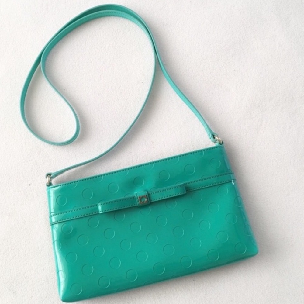 Kate Spade New York Teal Green Polka Dot Patent Leather Camilla Street Crossbody